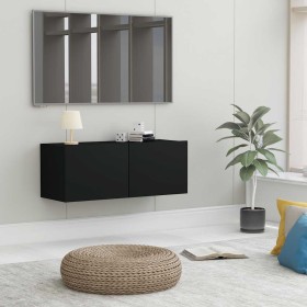 Mueble para TV madera contrachapada negro 80x30x30 cm en Muebles TV | Comprar online en Foru.es