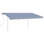 Toldo manual retráctil con postes azul y blanco 4x3 m en Toldos | Comprar online en Foru.es