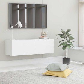 Mueble para TV pared madera contrachapada blanco 100x30x30 cm en Muebles TV | Comprar online en Foru.es