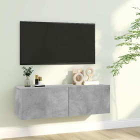 Mueble para TV madera contrachapada gris hormigón 100x30x30 cm en Muebles TV | Comprar online en Foru.es