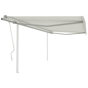 Toldo manual retráctil con postes color crema 4x3 m en Toldos | Comprar online en Foru.es