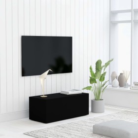 Mueble para TV madera contrachapada negro 80x34x30 cm en Muebles TV | Comprar online en Foru.es