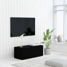 Mueble para TV madera contrachapada negro 80x34x30 cm en Muebles TV | Comprar online en Foru.es