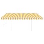 Toldo manual retráctil con postes amarillo y blanco 4x3 m en Toldos | Comprar online en Foru.es