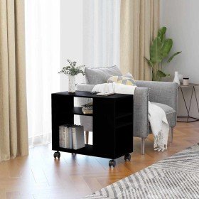 Mesa auxiliar de madera contrachapada negro 70x35x55 cm en Mesas auxiliares | Comprar online en Foru.es