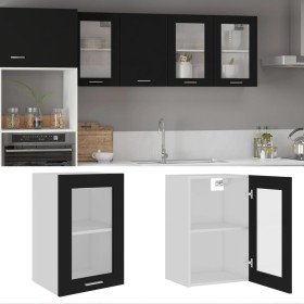 Vitrina colgante de madera maciza "Lyon", color negro, 40 x 31 x 60 cm en Armarios de cocina | Comprar online en Foru.es