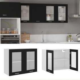 Vitrina colgante "Lyon" de, color negro, 80 x 31 x 60 cm, madera de ingeniería en Armarios de cocina | Comprar online en Foru.es