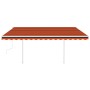 Toldo manual retráctil con postes naranja y marrón 4x3 m en Toldos | Comprar online en Foru.es