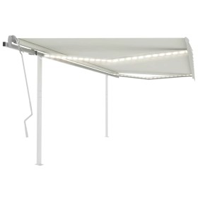 Toldo retráctil manual con luz LED crema 4x3 m en Toldos | Comprar online en Foru.es