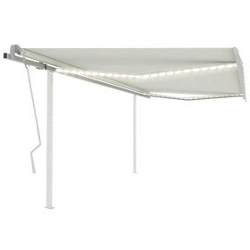 Toldo retráctil manual con luz LED crema 4x3 m en Toldos | Comprar online en Foru.es