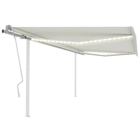Toldo retráctil manual con luz LED crema 4x3 m en Toldos | Comprar online en Foru.es