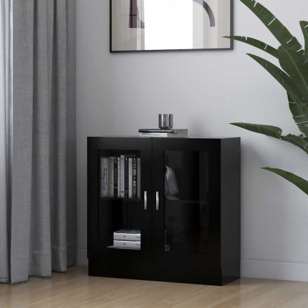Vitrina de madera contrachapada negro 82,5x30,5x80 cm en Librerías y estanterías | Comprar online en Foru.es