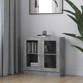 Vitrina de madera contrachapada gris hormigón 82,5x30,5x80 cm en Librerías y estanterías | Comprar online en Foru.es