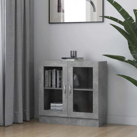 Vitrina de madera contrachapada gris hormigón 82,5x30,5x80 cm en Librerías y estanterías | Comprar online en Foru.es