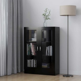 Vitrina de madera contrachapada negro 82,5x30,5x115 cm en Librerías y estanterías | Comprar online en Foru.es
