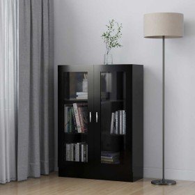 Vitrina de madera contrachapada negro 82,5x30,5x115 cm en Librerías y estanterías | Comprar online en Foru.es
