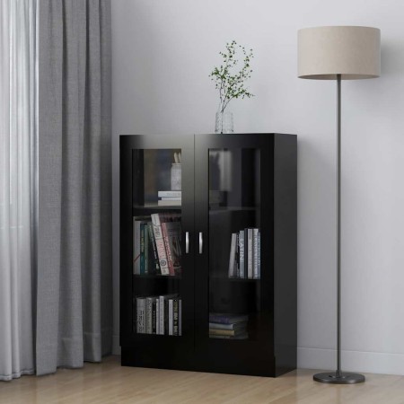 Vitrina de madera contrachapada negro 82,5x30,5x115 cm en Librerías y estanterías | Comprar online en Foru.es