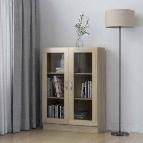Vitrina de madera contrachapada color roble 82,5x30,5x115 cm en Librerías y estanterías | Comprar online en Foru.es