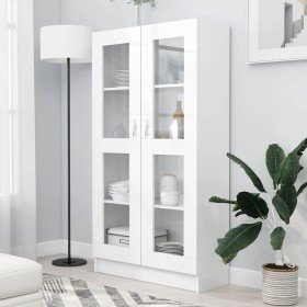 Vitrina de madera contrachapada blanco 82,5x30,5x150 cm en Librerías y estanterías | Comprar online en Foru.es
