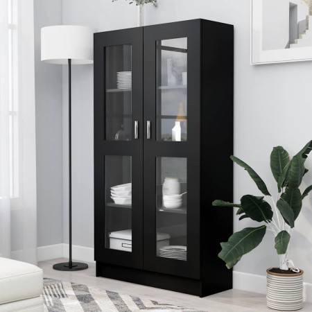 Vitrina de madera contrachapada negro 82,5x30,5x150 cm en Librerías y estanterías | Comprar online en Foru.es