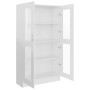 Vitrina de madera ingeniería blanco brillo 82,5x30,5x150 cm en Librerías y estanterías | Comprar online en Foru.es
