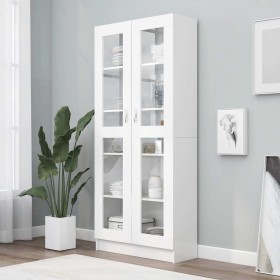 Vitrina de madera contrachapada blanco 82,5x30,5x185 cm en Librerías y estanterías | Comprar online en Foru.es
