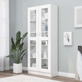 Vitrina de madera contrachapada blanco 82,5x30,5x185 cm en Librerías y estanterías | Comprar online en Foru.es