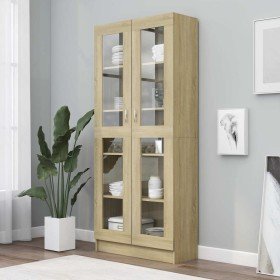 Vitrina de madera de ingeniería roble Sonoma 82,5x30,5x185 cm en Librerías y estanterías | Comprar online en Foru.es