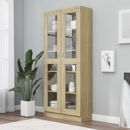 Vitrina de madera de ingeniería roble Sonoma 82,5x30,5x185 cm en Librerías y estanterías | Comprar online en Foru.es