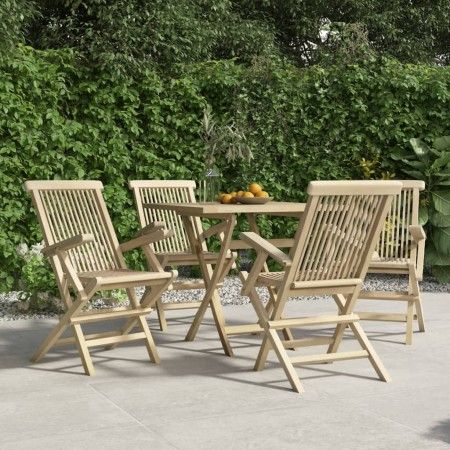Sillas de jardín plegables 4 uds madera maciza teca 56x61x89 cm de vidaXL, Sillas de jardín - Ref: Foro24-3155070, Precio: 34...