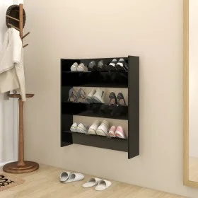 Zapatero de pared madera contrachapada negro 80x18x90 cm de vidaXL, Zapateros y organizadores de calzado - Ref: Foro24-806779...