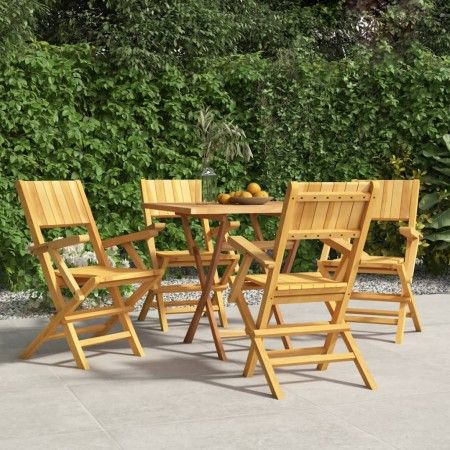 Sillas de jardín plegables 4 uds madera maciza teca 55x61x90 cm de vidaXL, Sillas de jardín - Ref: Foro24-3155061, Precio: 30...