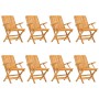 Sillas de jardín plegables 8 uds madera maciza teca 61x67x90 cm de vidaXL, Sillas de jardín - Ref: Foro24-3155057, Precio: 65...