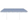 Toldo retráctil automático con postes azul y blanco 4x3 m en Toldos | Comprar online en Foru.es