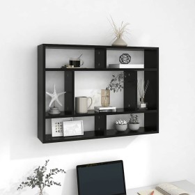 Estantería de pared madera contrachapada negro 75x16x55 cm en Estanterías | Comprar online en Foru.es
