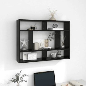 Estantería de pared madera contrachapada negro 75x16x55 cm en Estanterías | Comprar online en Foru.es