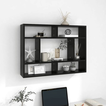 Estantería de pared madera contrachapada negro 75x16x55 cm en Estanterías | Comprar online en Foru.es