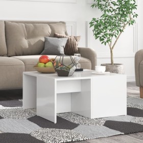 Mesas de centro 4 pzas contrachapada blanco brillo 33x33x33 cm de vidaXL, Mesas de centro - Ref: Foro24-806819, Precio: 40,24...