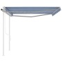 Toldo retráctil automático con postes azul y blanco 4x3 m en Toldos | Comprar online en Foru.es