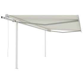 Toldo retráctil automático con postes crema 4x3 m en Toldos | Comprar online en Foru.es