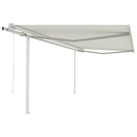 Toldo retráctil automático con postes crema 4x3 m en Toldos | Comprar online en Foru.es