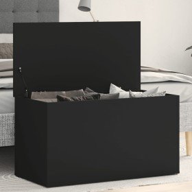 Baúl de almacenamiento madera contrachapada negro 84x42x46 cm en Baúles de almacenamiento | Comprar online en Foru.es