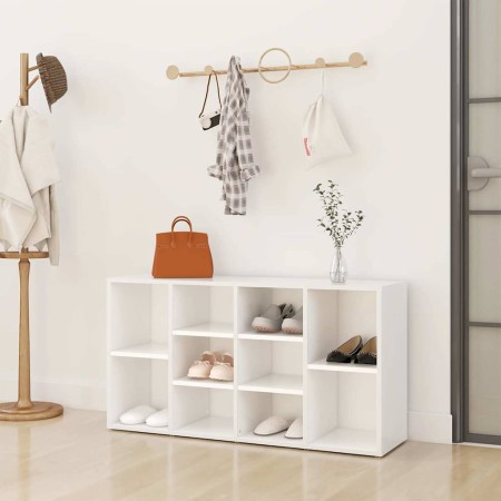 Banco zapatero de madera contrachapada blanco 103x30x55 cm en Zapateros y organizadores de calzado | Comprar online en Foru.es