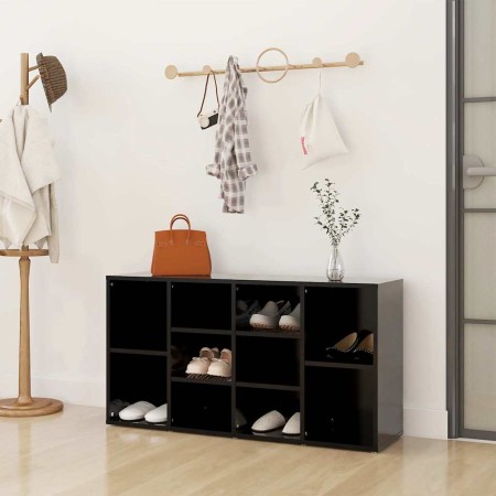 Banco zapatero de madera contrachapada negro 103x30x55 cm en Zapateros y organizadores de calzado | Comprar online en Foru.es