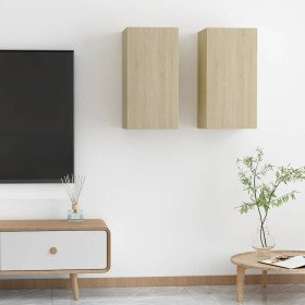 Mueble de TV 2 uds madera contrachapada roble 30,5x30x60 cm en Muebles TV | Comprar online en Foru.es