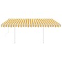 Toldo retráctil automático con postes amarillo y blanco 4x3 m en Toldos | Comprar online en Foru.es