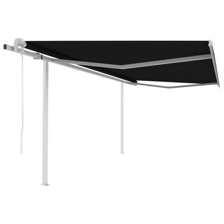 Toldo retráctil automático con postes gris antracita 4x3 m en Toldos | Comprar online en Foru.es