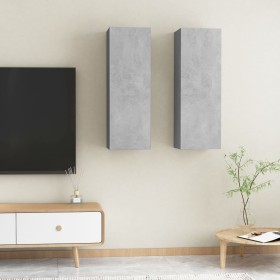 Muebles para TV 2 uds contrachapada gris hormigón 30,5x30x90 cm en Muebles TV | Comprar online en Foru.es