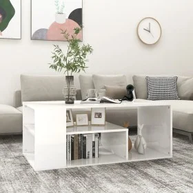 Mesa de centro madera contrachapada blanco brillo 100x50x40 cm de vidaXL, Mesas de centro - Ref: Foro24-806927, Precio: 62,01...