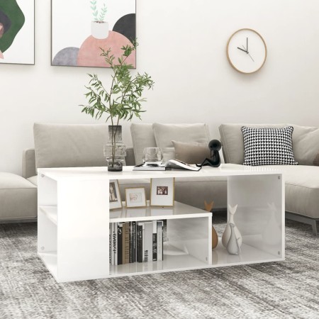 Mesa de centro madera contrachapada blanco brillo 100x50x40 cm de vidaXL, Mesas de centro - Ref: Foro24-806927, Precio: 62,86...